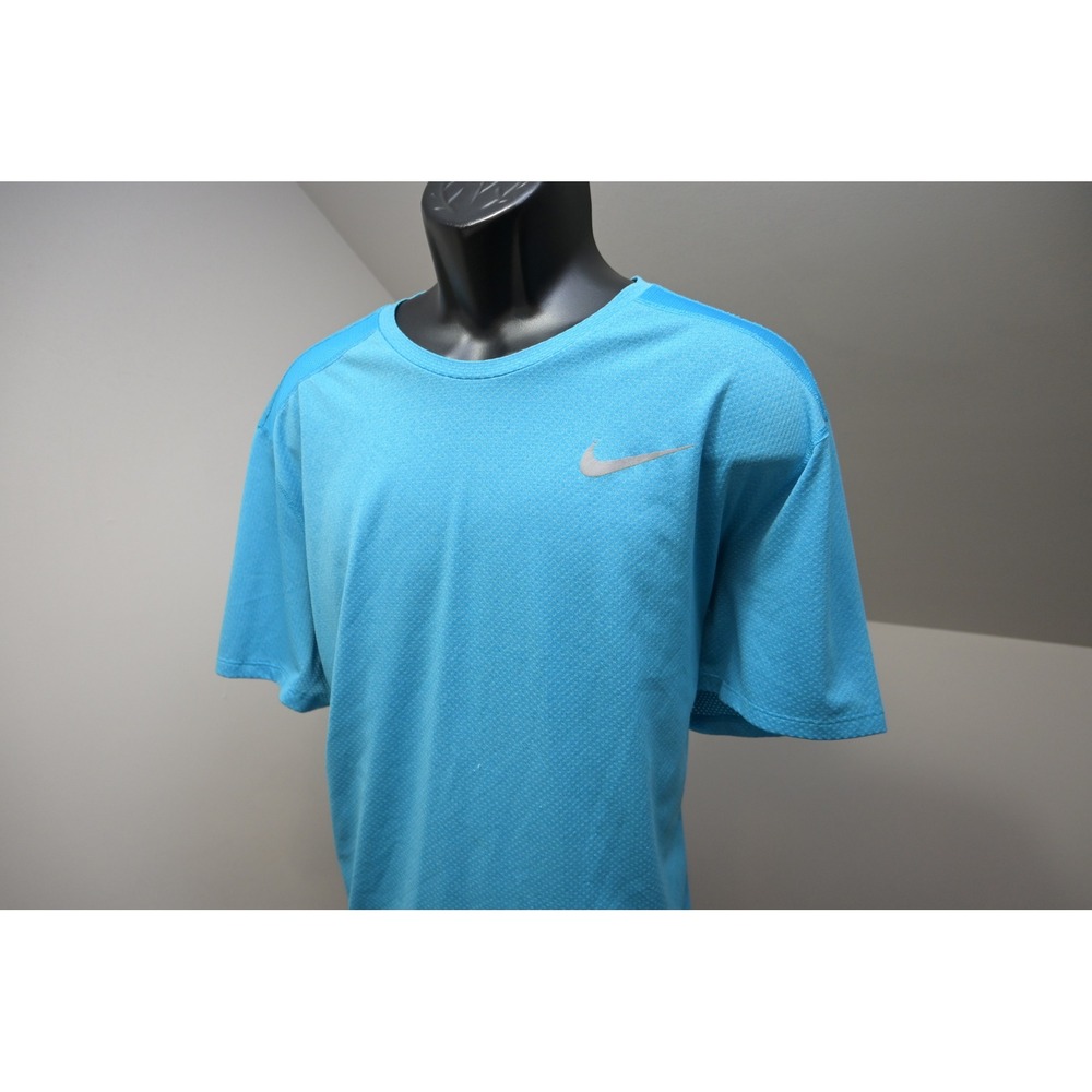 Nike Running Gym Shirt Mens XXL Blue Dri-FIT Short Sleeve Mesh Reflective EUC - Picture 3 of 11